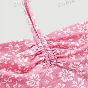 SHEIN pink flower halter top size smalll